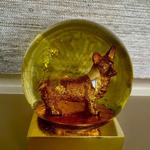 CB2 Gold Dog Snow-globe